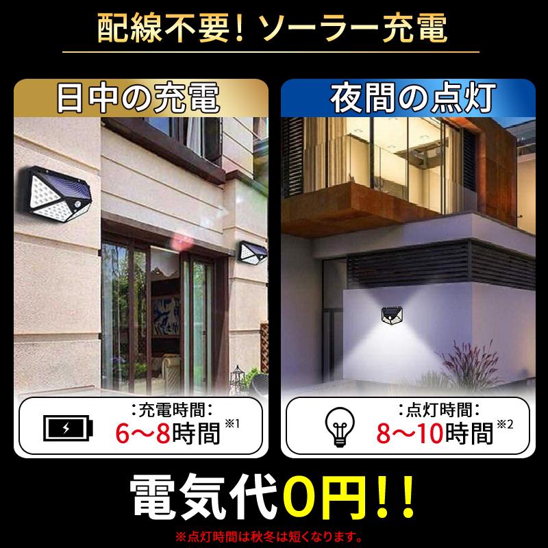 ソーラーライト 屋外 センサーライト 防水 led 4個 明るい 玄関 充電式 人感センサー 防犯灯 ガーデン 駐車場 外溝 照明 | ブランド登録なし | 09