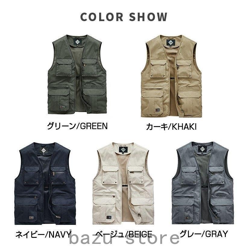 ベスト メンズ 釣り 野外撮影 多機能 スポーツ 作業服 ポケット多い アウトドア 前開き ミリタリージャケット 薄手 春夏 Health Inapsleep Com