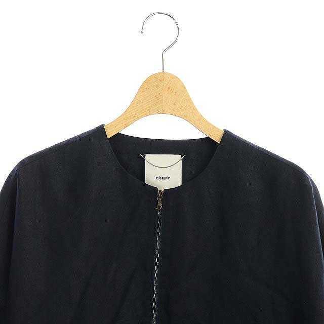 美品 エブール ebure ジップアップ ブルゾン ネイビー-