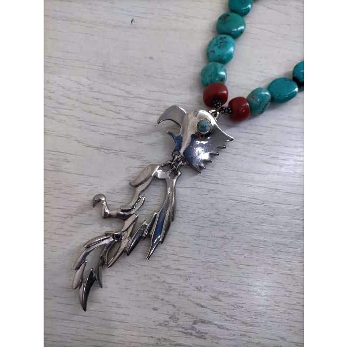 定番のお歳暮 冬ギフト ネックレス ペンダントメンズ フェニックスモチーフ ターコイズネックレス 赤系 青系 中古 古着 1256 ネックレス ペンダント Arabprizes Org