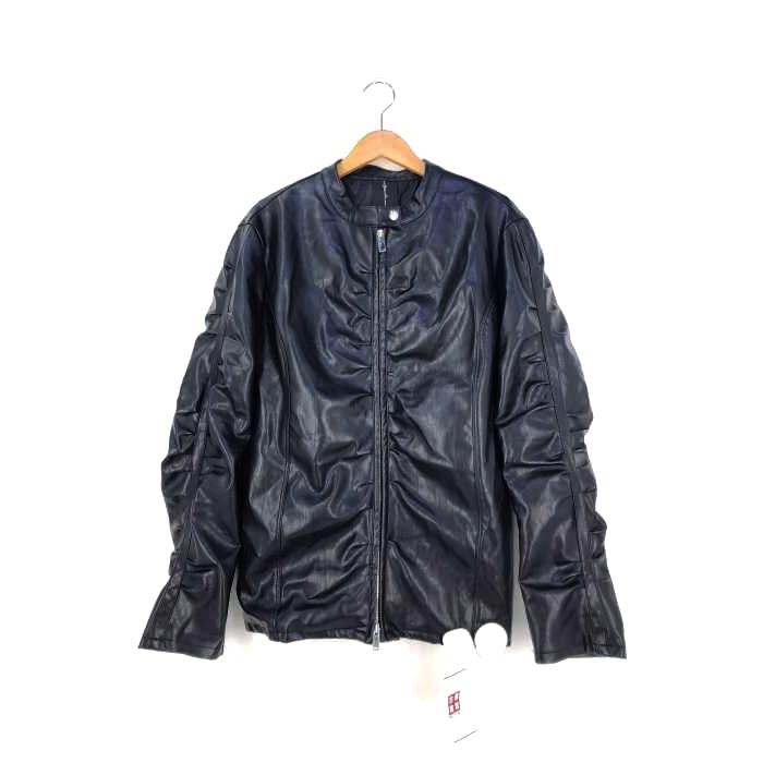 レザージャケットメンズ 21AW nache SHIRRING LEATHER JACKET 黒系
