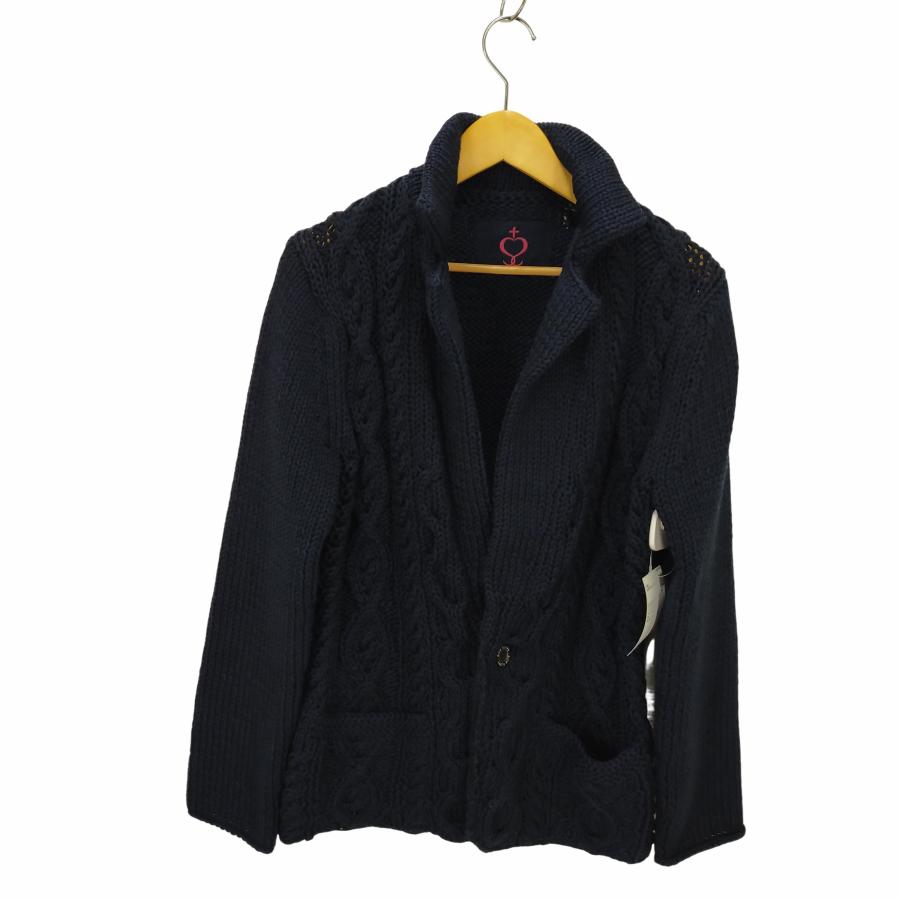 SIDE SLOPE(サイドスロープ) シルク ショールカラー ケーブルニット 