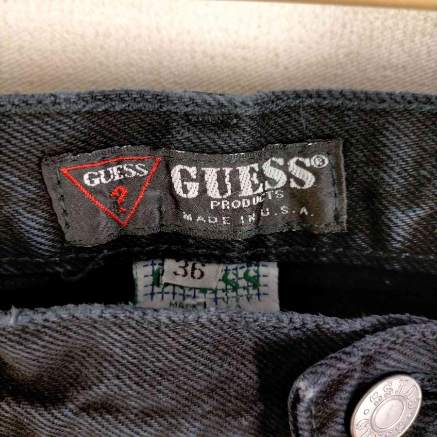 GUESS(ゲス) 90S 00S USA製 レザーパッチ 染後め テーパード ブラックデニムパンツ メン 中古 古着 1046｜bazzstore｜06