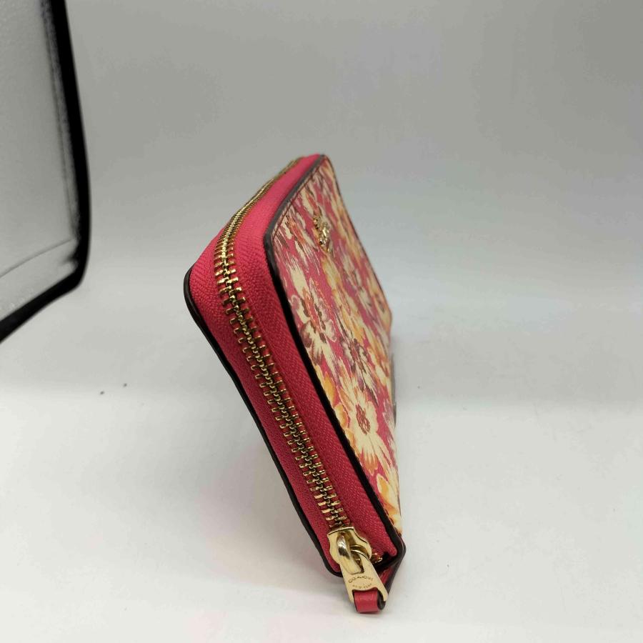 COACH（コーチ） 花柄 ピンク マルチカラー ラウンドジップ 長財布