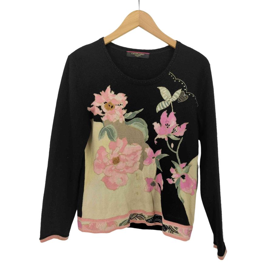 LEONARD(レオナール) 花柄 L/S カシミヤ混ニット レディース JPN：L 