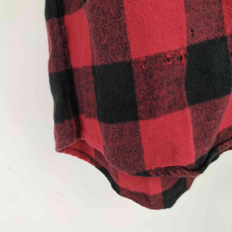 SOPHNET.（ソフネット） ダメージ加工 L/S チェックネルシャツ メンズ