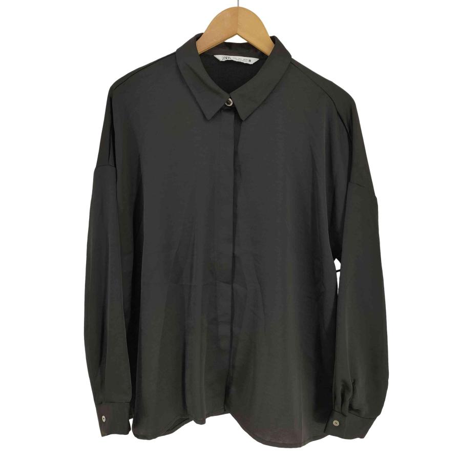 定価1.6万】 超美品 ZARA ザラ シルク100% シャツ グレー M 定価1.6万】シルク100% ZARA ザラ シャツ グレー Mサイズ