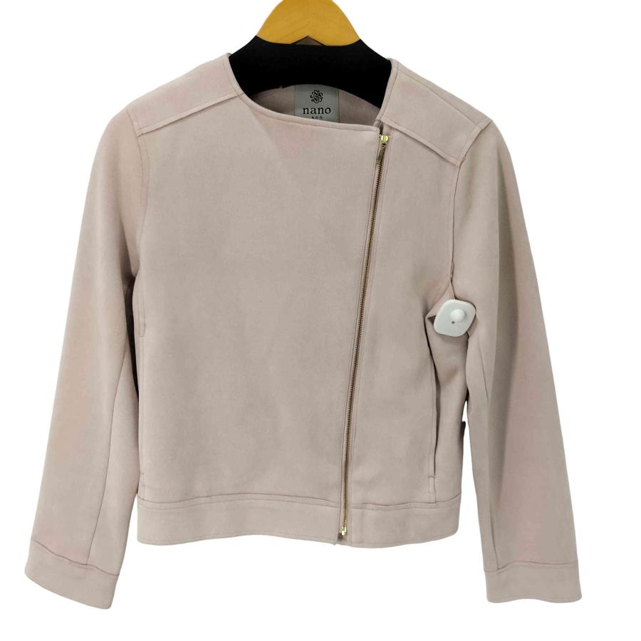 NANO universe(ナノユニバース) スエード ノーカラー ライダース  