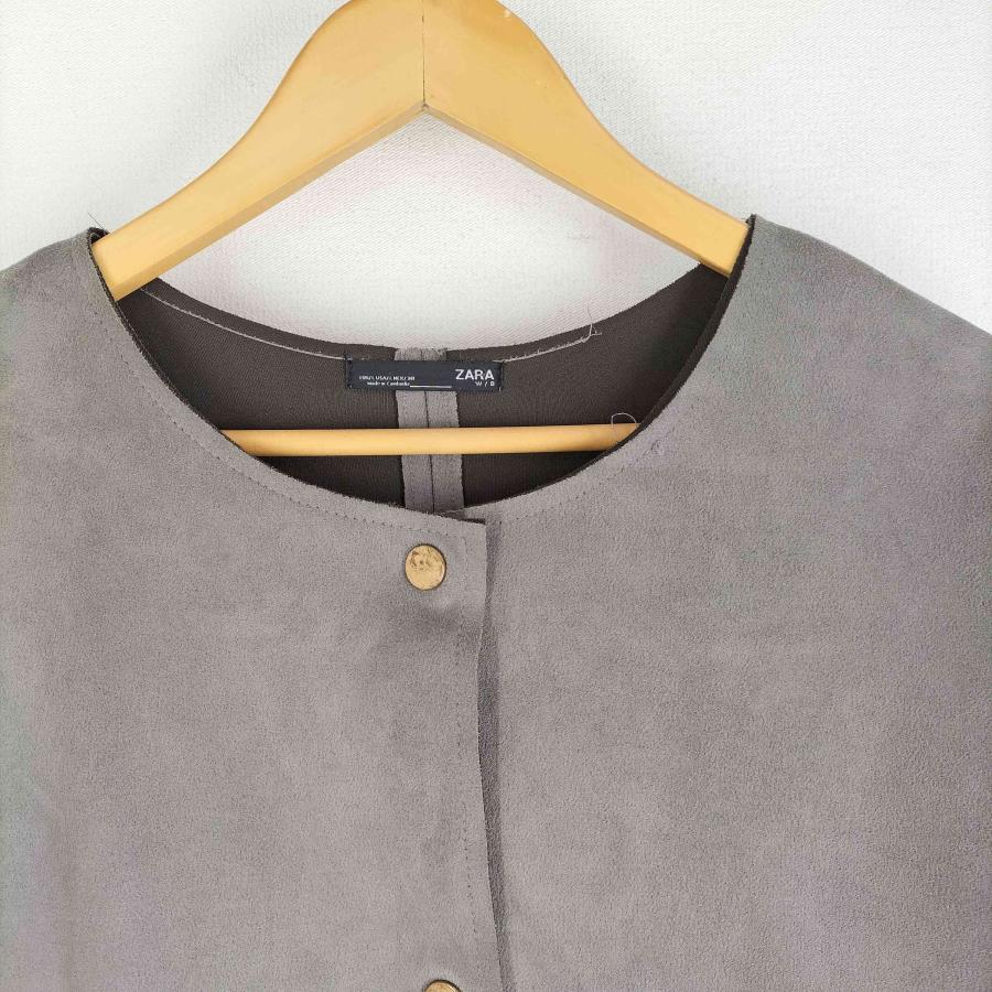 ZARA（ザラ） ノーカラーフェイクスエードコート フェイクファー