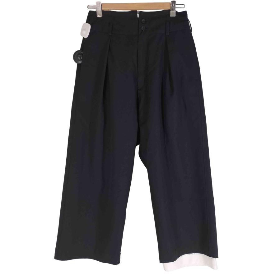 新品同様 SULVAM 24aw Classic Pants レイヤード M 黒 sulvam（サルバム） 24aw Classic Pants メンズ S 中古 古着 0125