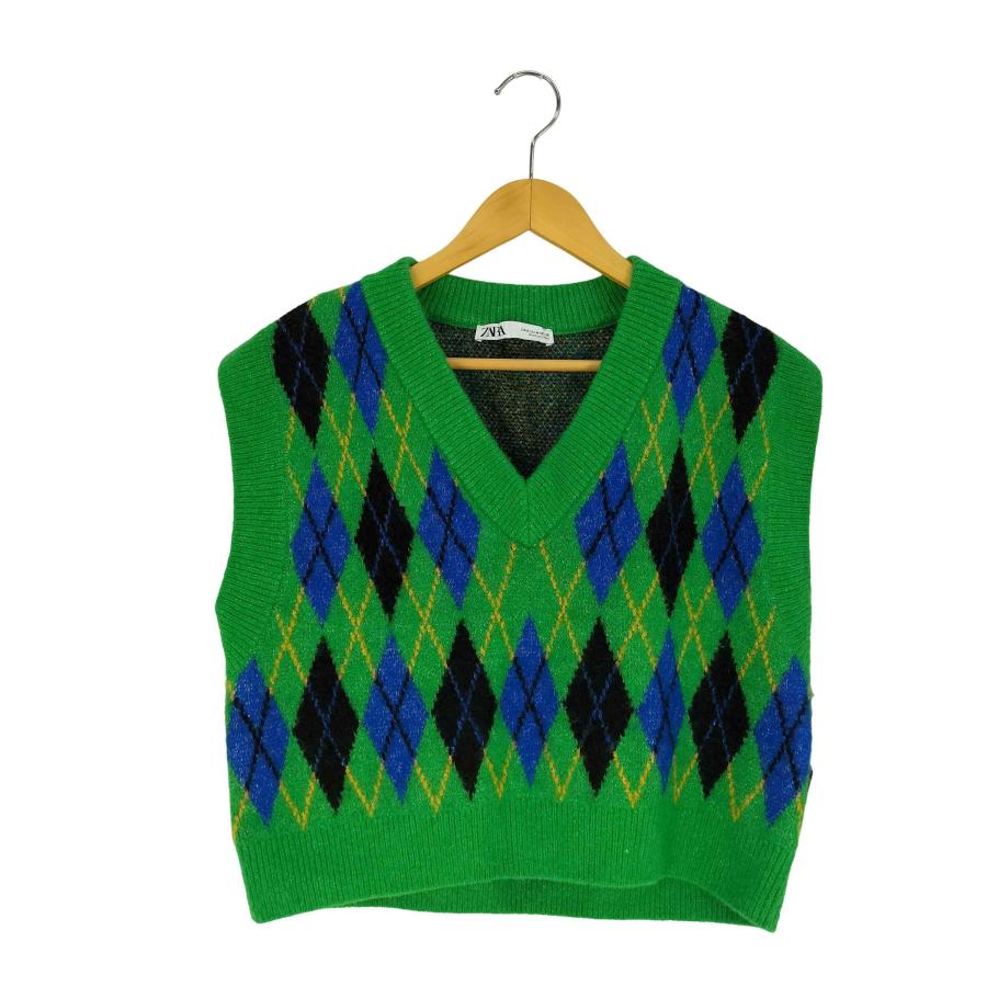 ZARA ZARA(ザラ) アーガイル柄 ニット ベスト レディース import：M