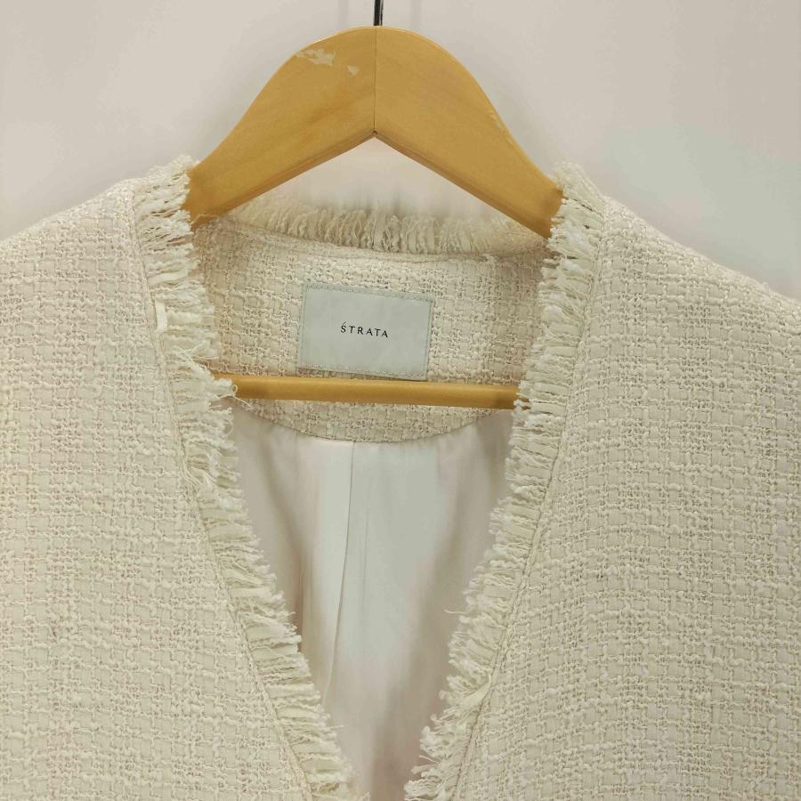 STRATA(エストラータ) ゴールドボタンノーカラーツイードジレ