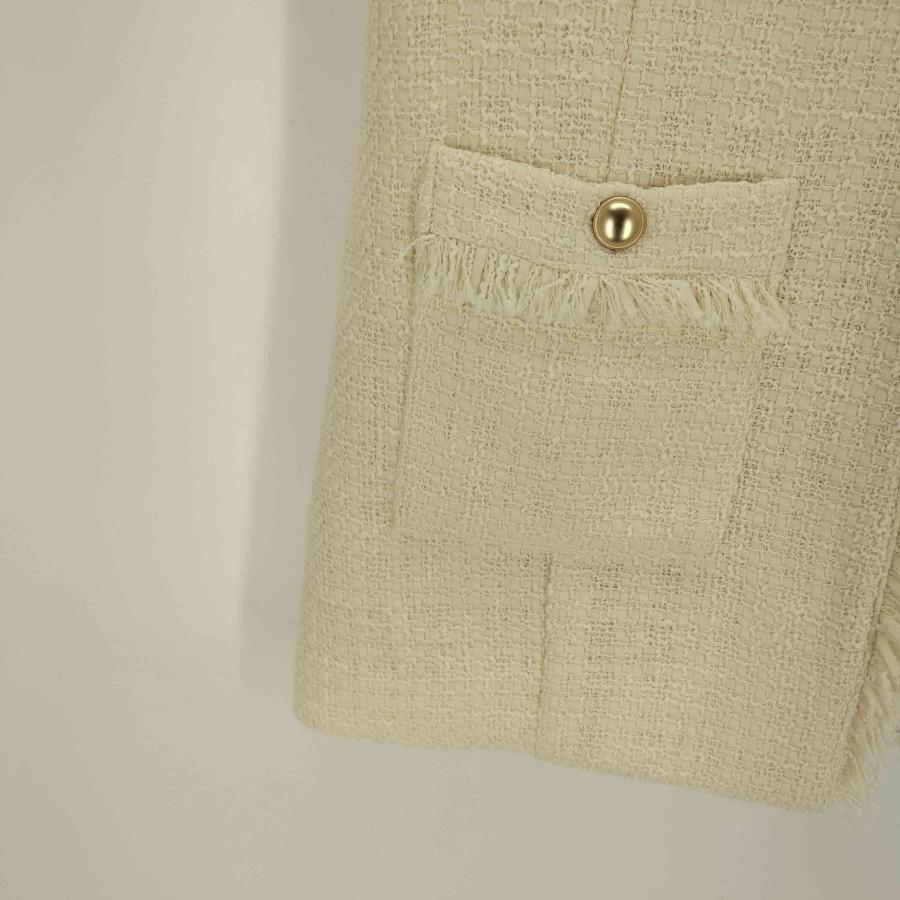 STRATA(エストラータ) ゴールドボタンノーカラーツイードジレ