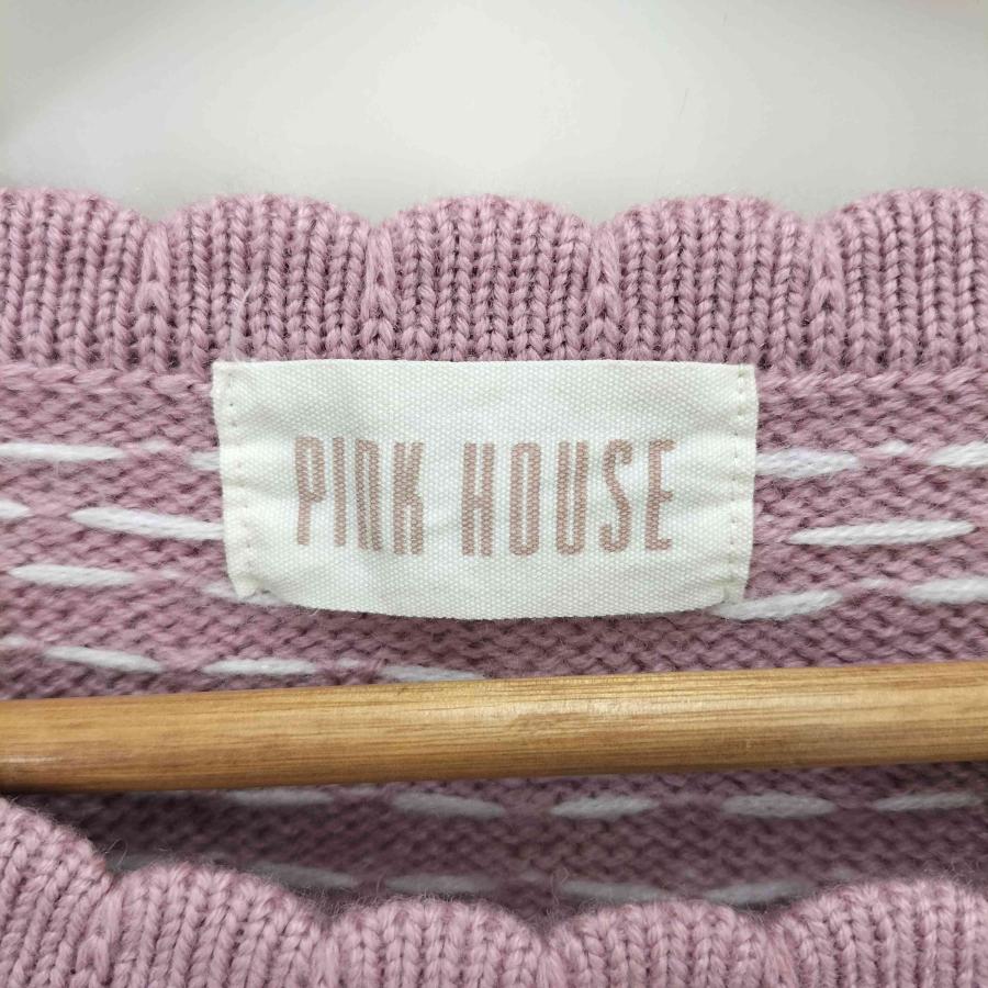 ピンクハウス クリスマス セーター クリーニング済 7号9号の方に PINK HOUSE（ピンクハウス） 22AW クリスマスローズ編み込みニット