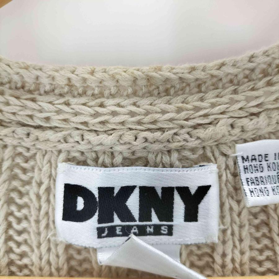 ダナキャランニューヨーク DKNY ニットカーディガン 長袖 茶 M DKNY（ダナ・キャラン・ニューヨーク） 香港製 リネンコットン