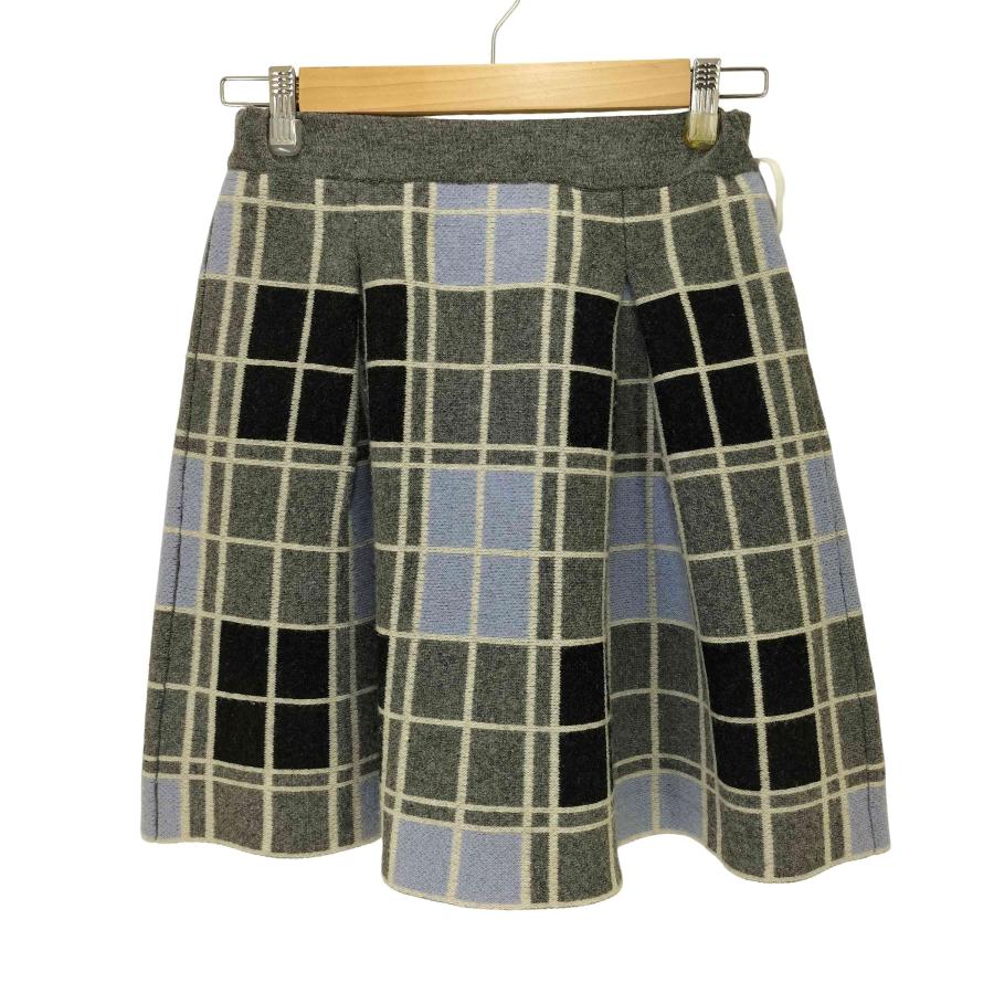 新品未使用　LANVIN SPORT チェック柄 Aラインスカート LANVIN en Bleu Bleu(ランバンオンブルー) カシミヤ混 ジャガード