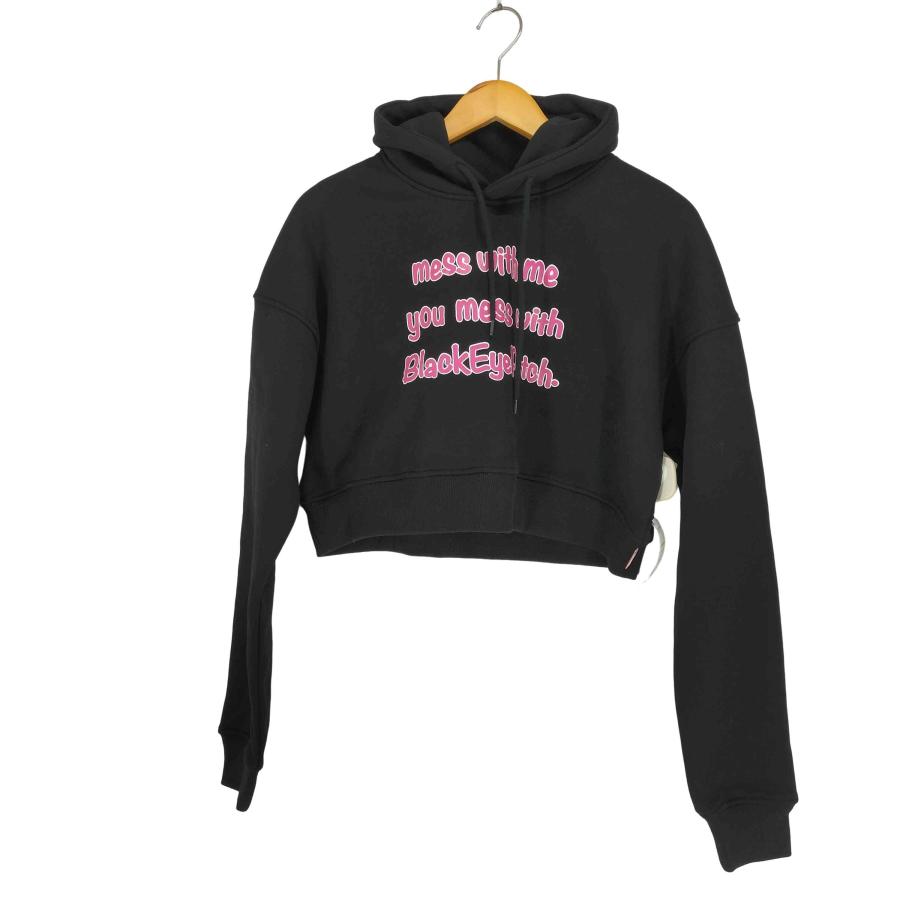 Black Eye Patch(ブラックアイパッチ) MESS WITH BEP CROPPED HOODIE レディース  M【中古】【ブランド古着バズストア】 BlackEyePatch（ブラックアイパッチ） MESS WITH BEP CROPPED HOOD