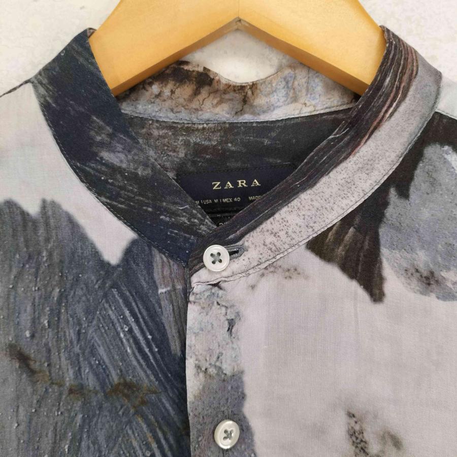 ZARA ZARA(ザラ) 転写プリント レーヨンバンドカラーシャツ ZARA ZARA(ザラ) 転写プリント レーヨンバンドカラーシャツ