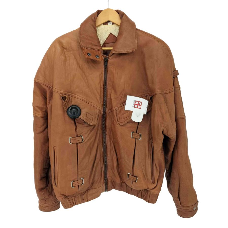 USED古着(ユーズドフルギ) {{CHIA}} 90S 本革 チンスト付き レザージャケット メンズ 表記無 【中古】【ブランド古着バズストア】 USED古着(ユーズドフルギ) {{CHIA}} 90S 本革 チンスト付き レザー