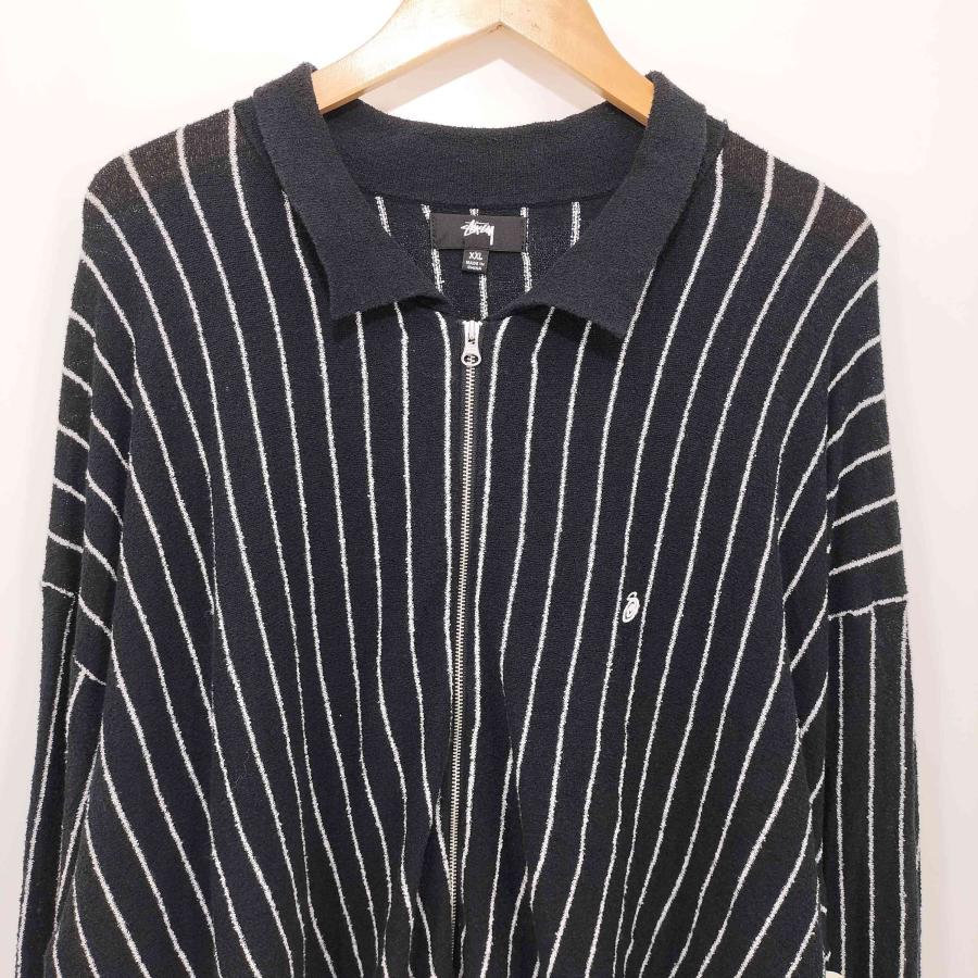 Stussy(ステューシー) 23AW LIGHT WEGHT L/S ZIP POLO ジップアップ ニット ポロ  メンズ import：XXL 【中古】【ブランド古着バズストア】 STUSSY（ステューシー） 23AW LIGHT WEGHT L/S ZIP POLO ジップアップ