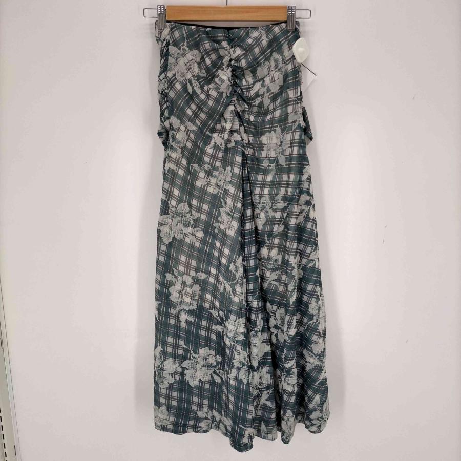 美品　Ameri FLOCKY FLOWER TWIST SKIRT グリーン セール】FLOCKY FLOWER TWIST SKIRT（スカート）｜Ameri（アメリ