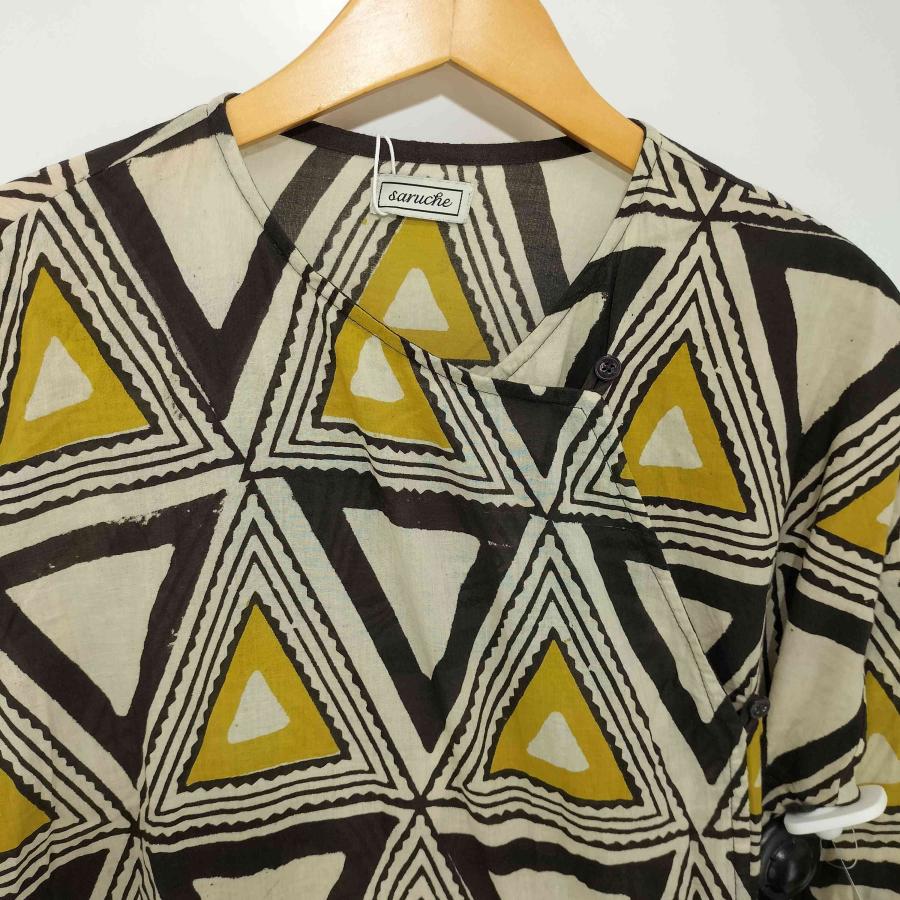 USED古着(ユーズドフルギ) saruche インド染め 三角模様 ワンピース レディース 表記無 【中古】【ブランド古着バズストア】 USED古着(ユーズドフルギ) saruche インド染め 三角模様 ワンピース