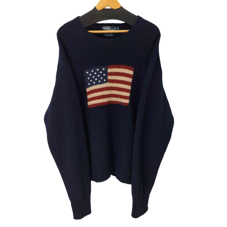 Polo by RALPH LAUREN(ポロバイラルフローレン) 90S 星条旗ウールニット メンズ import：XL 【中古】【ブランド古着バズストア】 Polo by RALPH LAUREN(ポロバイラルフローレン) 90S 星条旗ウール