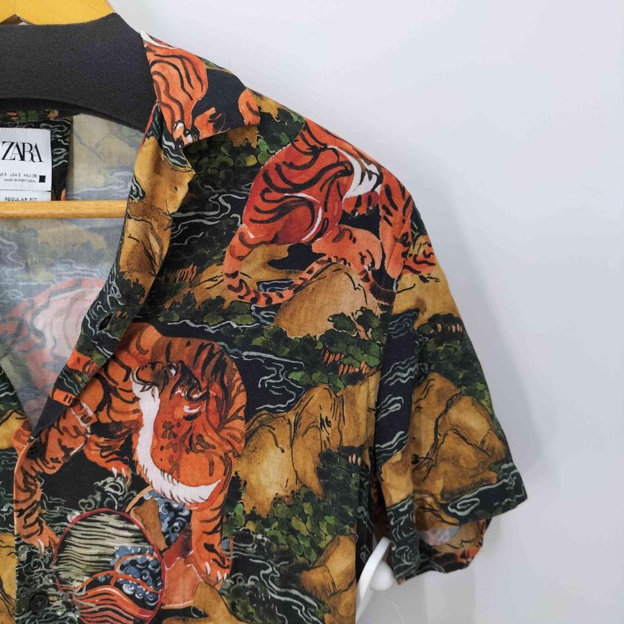 ZARA（ザラ） S/S レーヨン和柄アロハシャツ 虎 メンズ import