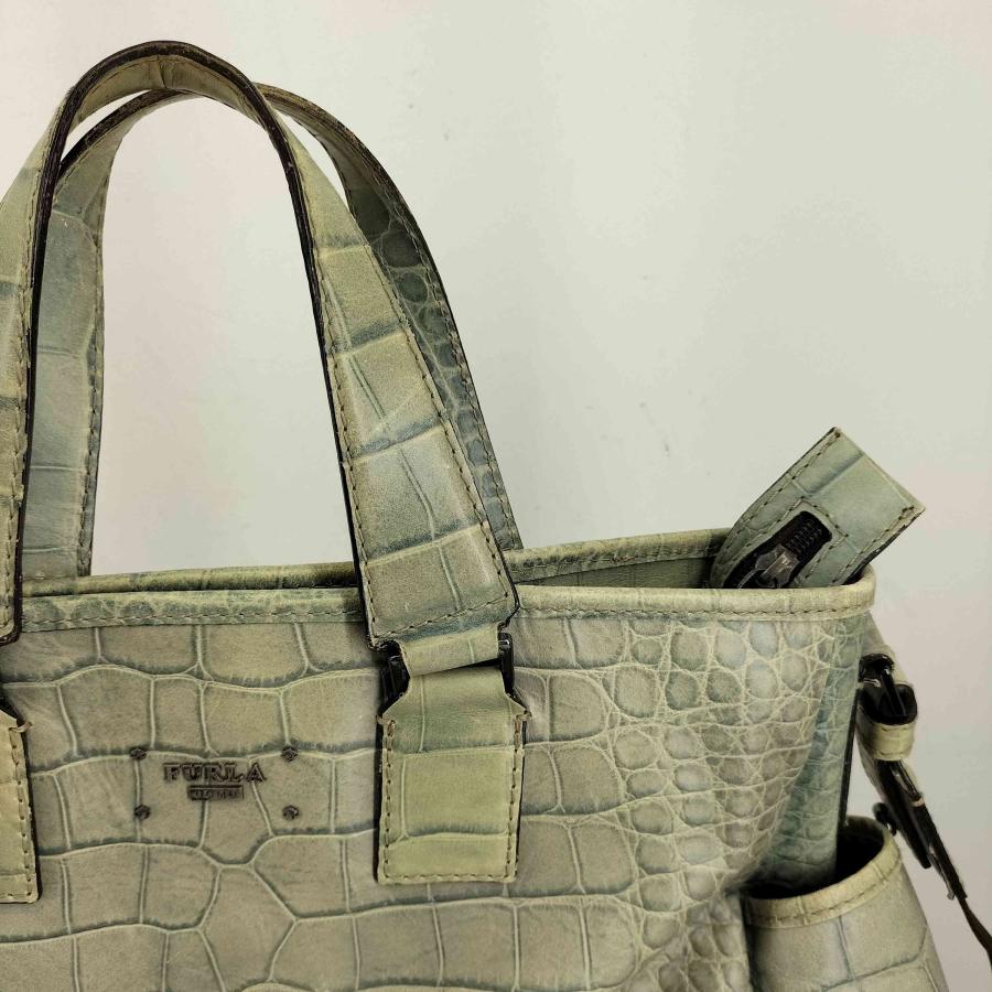 美品　フルラ　2way　ハンドバッグ　トートバッグ　クロコ型押し　A4収納可能 楽天市場】【中古】FURLA(フルラ) クロコ型押し 2WAYトート