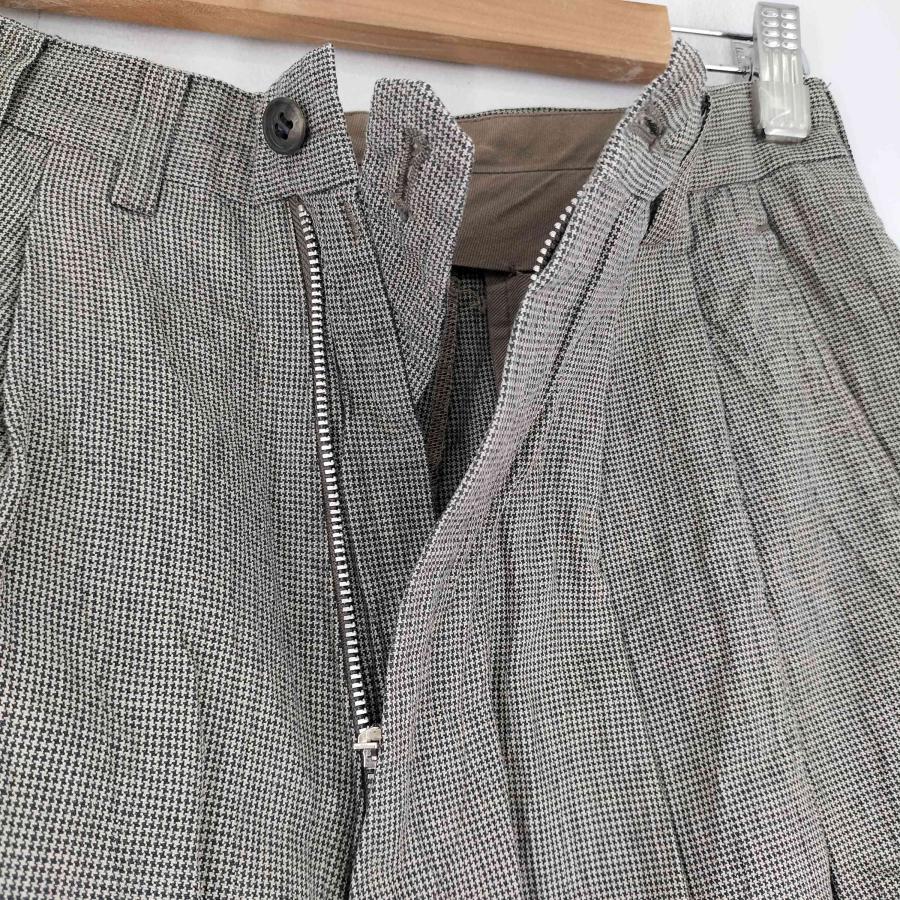 90s OLD GAP 極太 ワイドスラックス 千鳥格子 2タック 茶 ギャップ TETE HOMME HOMME(テットオム) 90s 千鳥格子柄 レーヨン混 2
