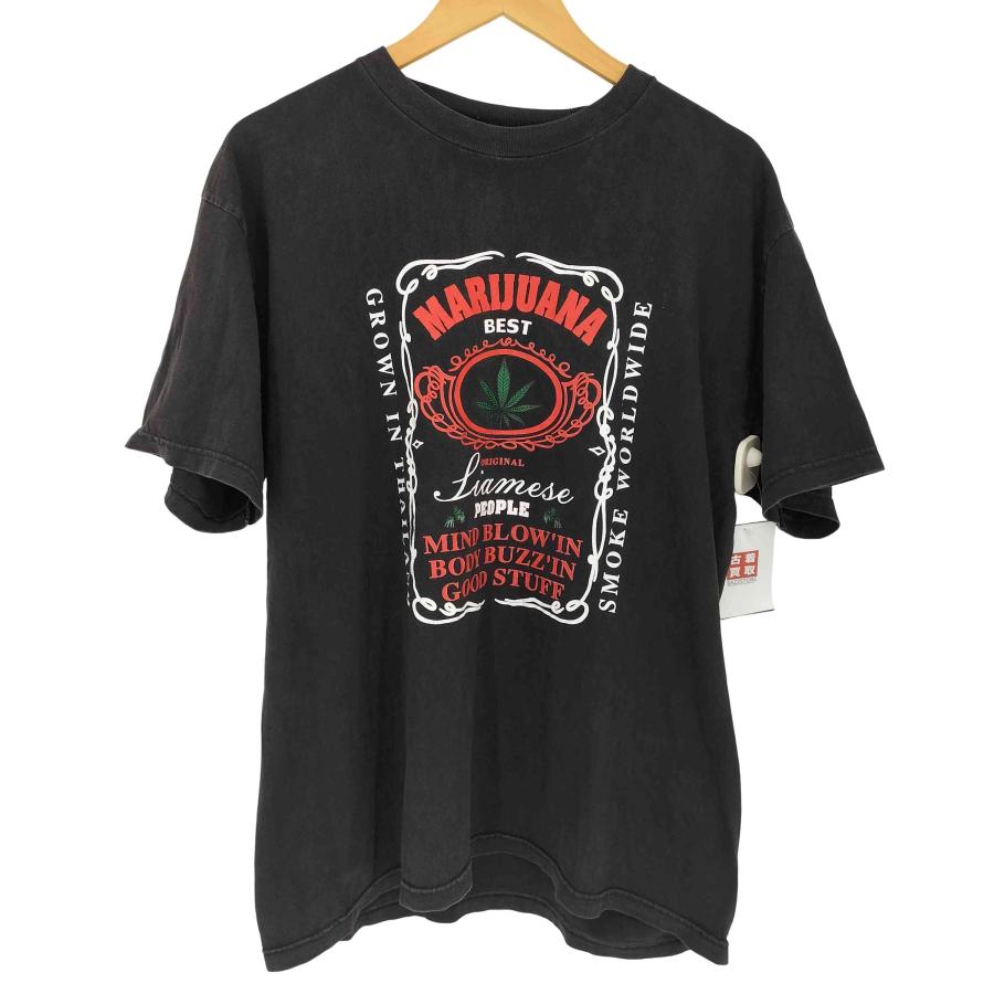 Tシャツ 古着 00s WEED 大麻 UPS サンプリング 両面 ガンジャ 黒 マリファナ リアルガンジャ ビンテージ Tシャツ ヒッピー