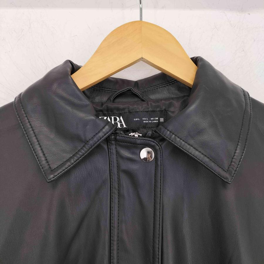 ZARA フェイクレザージャケット Lサイズ 完売品 ZARA フェイクレザージャケット Lサイズ ブラック - メルカリ