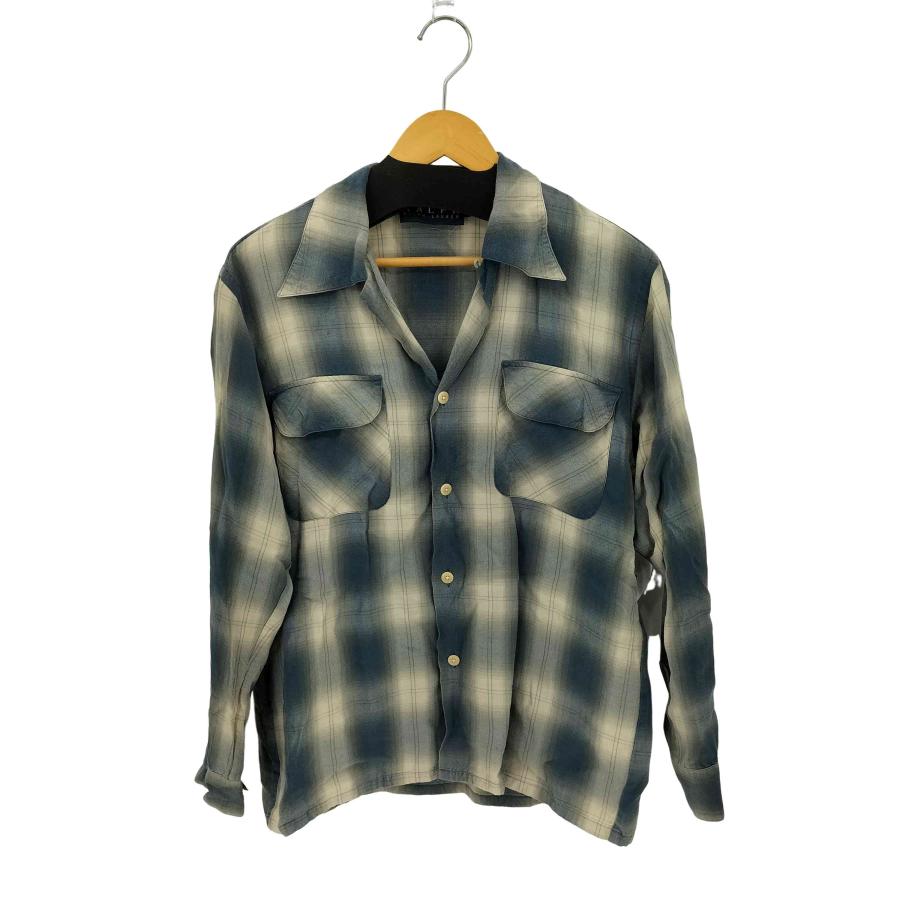 RALPH LAUREN(ラルフローレン) オンブレチェック レーヨン オープンカラー長袖シャツ メンズ  11【中古】【ブランド古着バズストア】 RALPH LAUREN(ラルフローレン) オンブレチェック レーヨン オープン