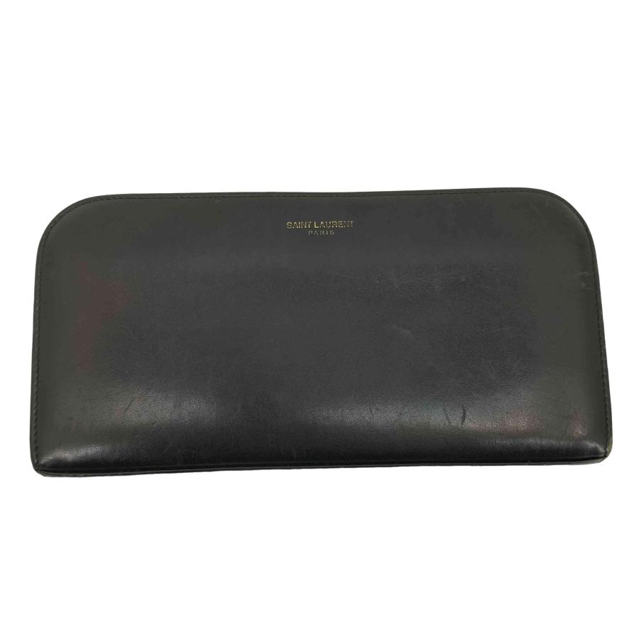 SAINT LAURENT PARIS(サンローランパリ) ロゴプリント ラウンドファスナー レザーウォレット メンズ 表記無 【中古】【ブランド古着バズストア】 SAINT LAURENT PARIS(サンローランパリ) ロゴプリント ラウンド