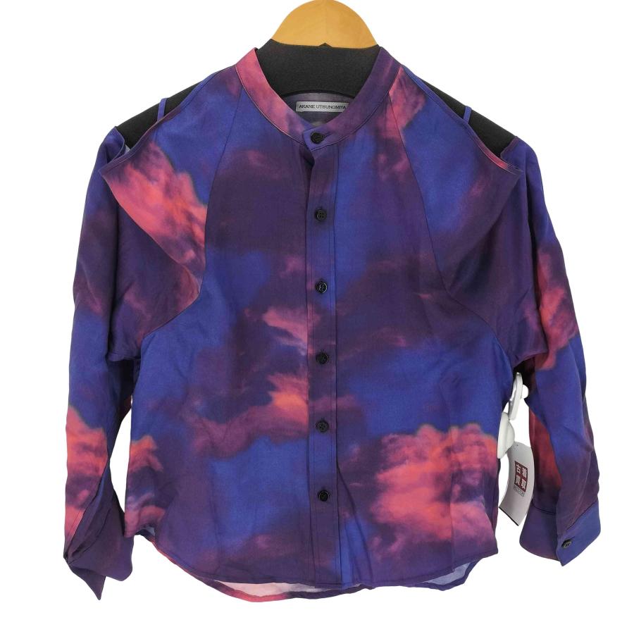 AKANE UTSUNOMIYA(アカネウツノミヤ) 24AW キュプラ シルク プリントシャツ レディース JPN：36 【中古】【ブランド古着バズストア】 AKANE UTSUNOMIYA（アカネウツノミヤ） 24AW キュプラ シルク プリント