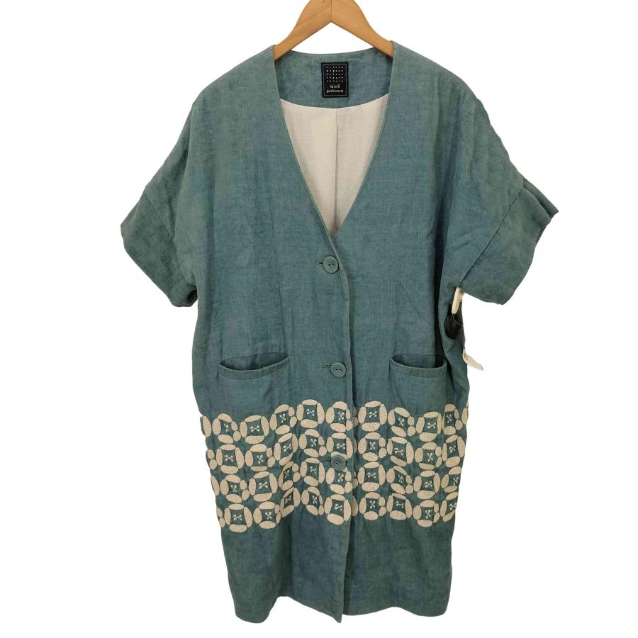 定価8.5万】ミナペルホネン mina perhonen pendent コットンシルク刺繍ドレスワンピース 36 (j33-2505- ミナペルホネン dear 刺繍ワンピース 半袖 リネン ベージュ系 36サイズ