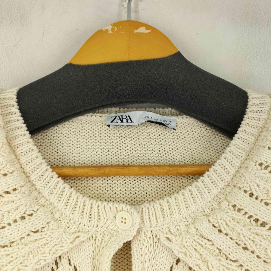 ZARA ZARA(ザラ) 花柄刺繍刺し子ニットカーディガン レディース