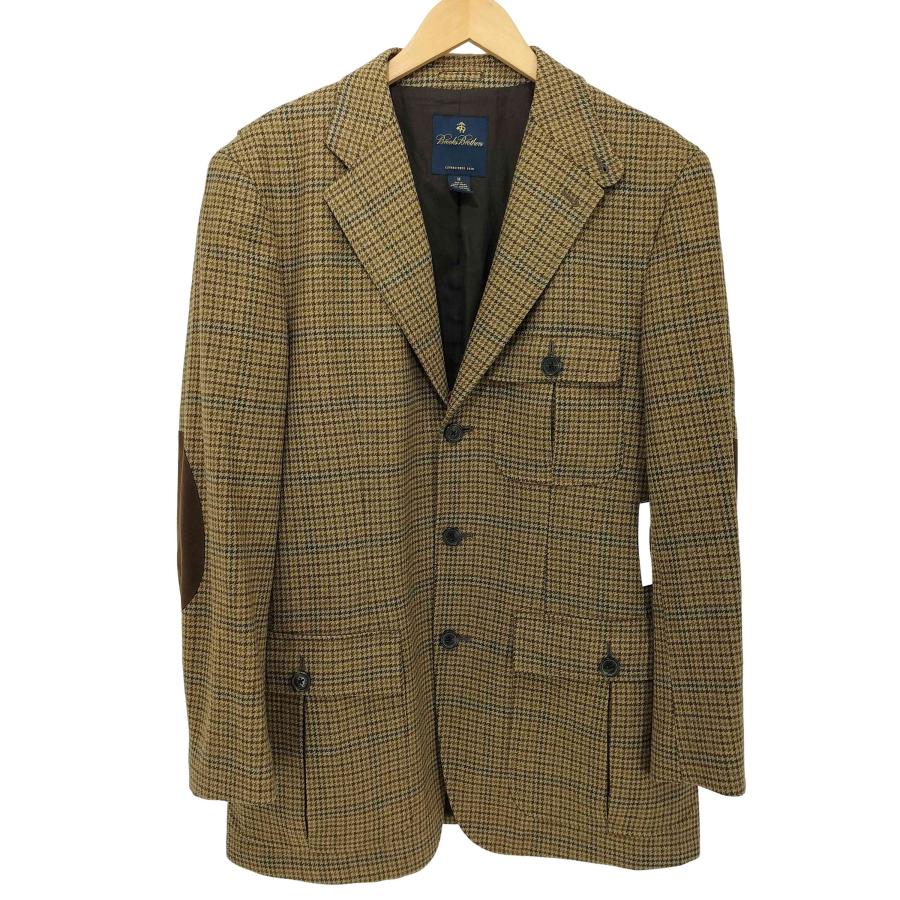 極美品　ハリスツイード　キャメルカラー　千鳥格子　エルボーパッチ　XL相当 BROOKS BROTHERS BROTHERS(ブルックスブラザーズ) エルボーパッチ 千鳥