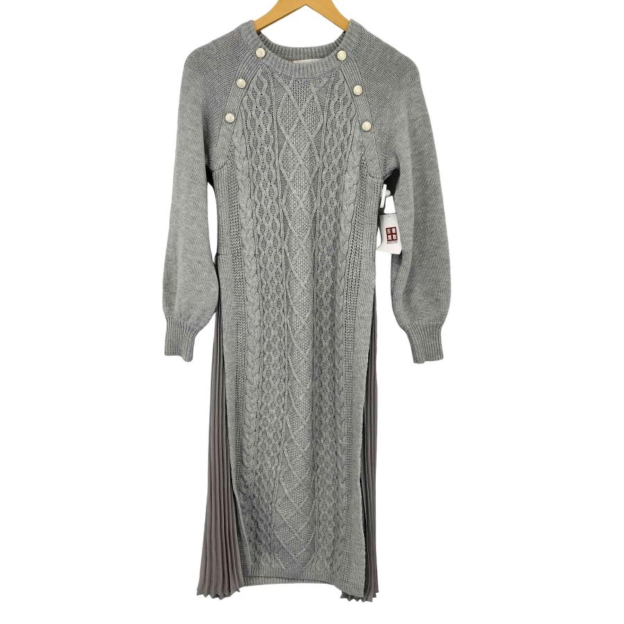 grove（グローブ） サイドプリーツケーブルニットワンピース