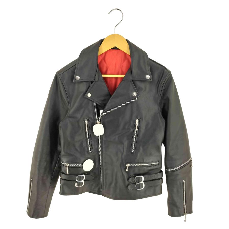 USED古着(ユーズドフルギ) 裏地キルティング ロンジャン ライトニング型ダブルライダースジャケット メンズ  38【中古】【ブランド古着バズストア】 USED古着(ユーズドフルギ) 裏地キルティング ロンジャン ライトニング