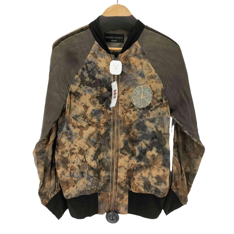 SHARE SPIRIT(シェアースピリット) シルク100％ 総柄 ダブルジップ スカジャン メンズ JPN：44 【中古】【ブランド古着バズストア】 SHARE SPIRIT（シェアースピリット） シルク100％ 総柄 ダブルジップ