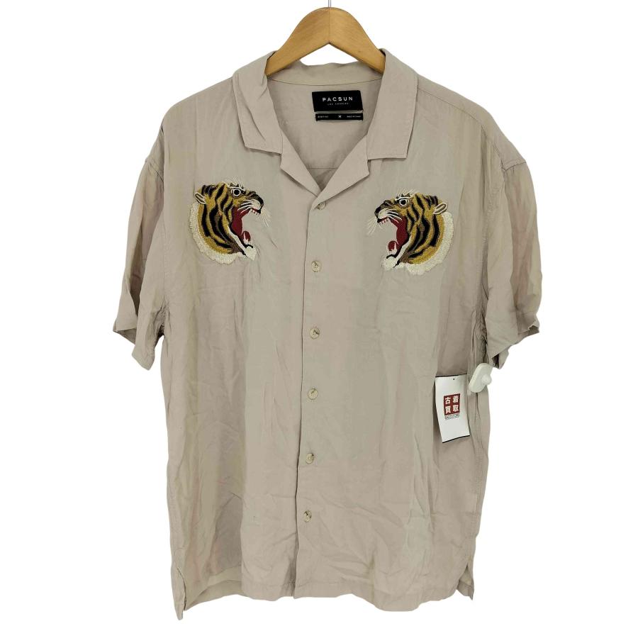 PACSUN(パクサン) 虎 トラ 刺繍 オープンカラーシャツ スーベニア