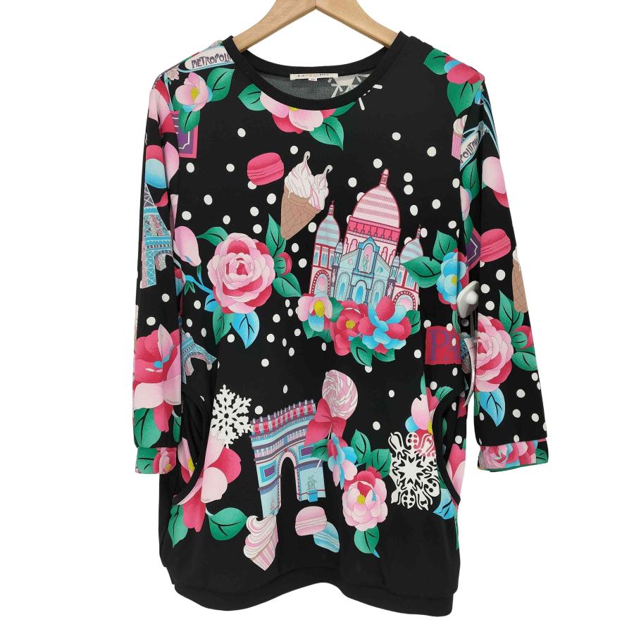 LEONARD SPORT(レオナールスポーツ) クリスマス柄  水玉 ドット 花柄 フラワー 長袖 Tシャツ カットソー ロンT  レディース JPN：44 【中古】【ブランド古着バズストア】 LEONARD SPORT SPORT(レオナールスポーツ) クリスマス柄 水玉 ドット