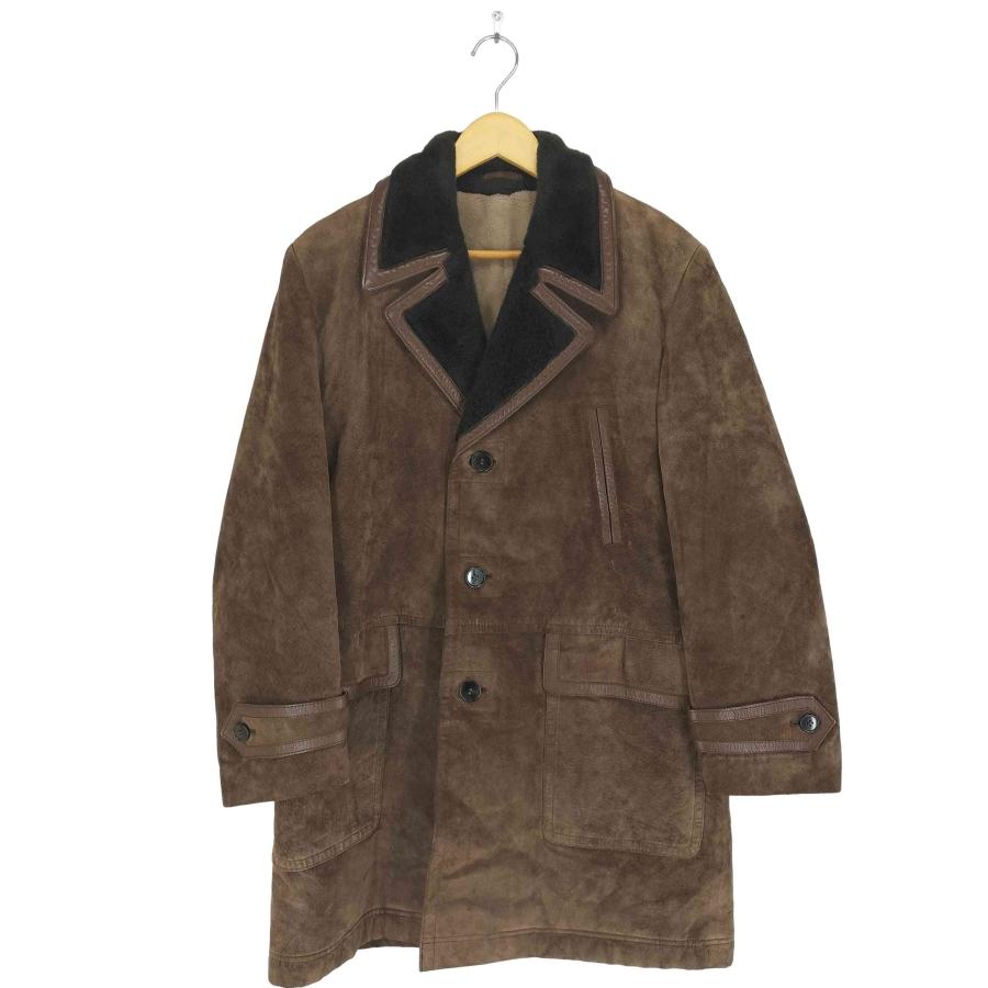 USED古着(ユーズドフルギ) パイピングレザースウェードムートンジャケット メンズ import：L 【中古】【ブランド古着バズストア】 USED古着(ユーズドフルギ) パイピングレザースウェードムートン