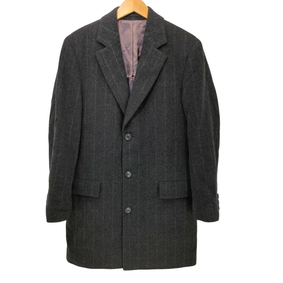 HUGO BOSS(ヒューゴボス) 3B センターベント ストライプ ウールチェスターコート メンズ EUR：46 【中古】【ブランド古着バズストア】 HUGO BOSS（ヒューゴ・ボス） 3B センターベント ストライプ ウール