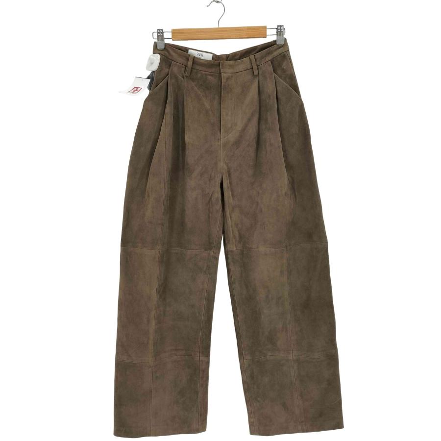 ZARA(ザラ) STUDIO ヤギ皮 スエードレザーダーツパンツ レディース  XS【中古】【ブランド古着バズストア】 ZARA（ザラ） STUDIO ヤギ皮 スエードレザーダーツパンツ レディース
