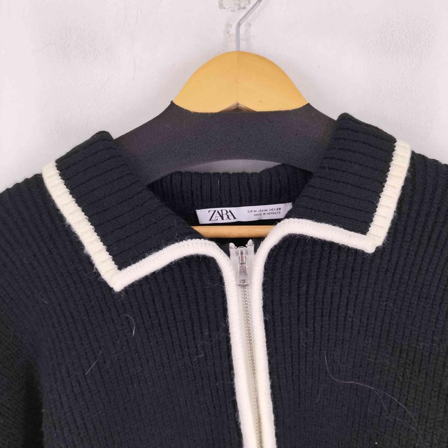 ZARA（ザラ） コントラストジップアップカーディガン メンズ import：M
