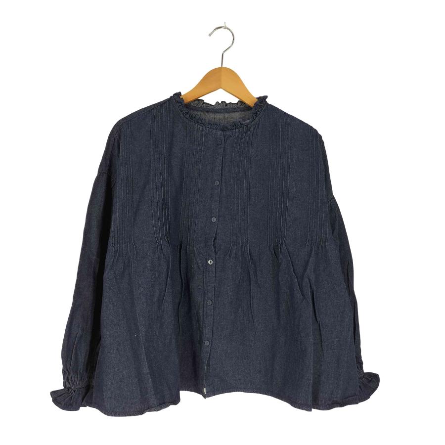Samansa Mos2（サマンサモスモス） デニムスタンドフリル襟ブラウス