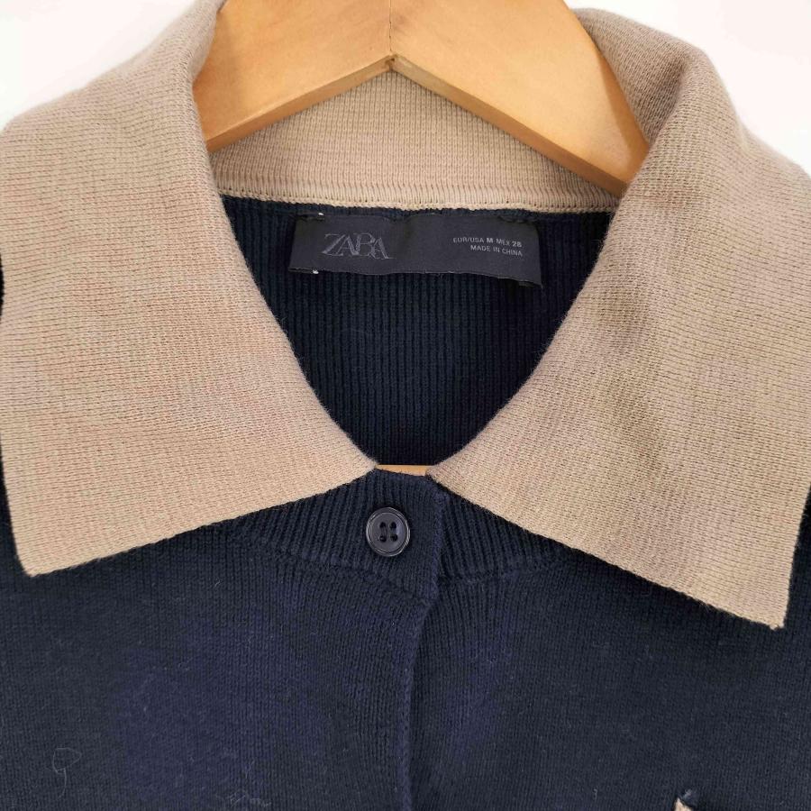 ZARA（ザラ） コントラストダブルレイヤーポロニットカーディガン
