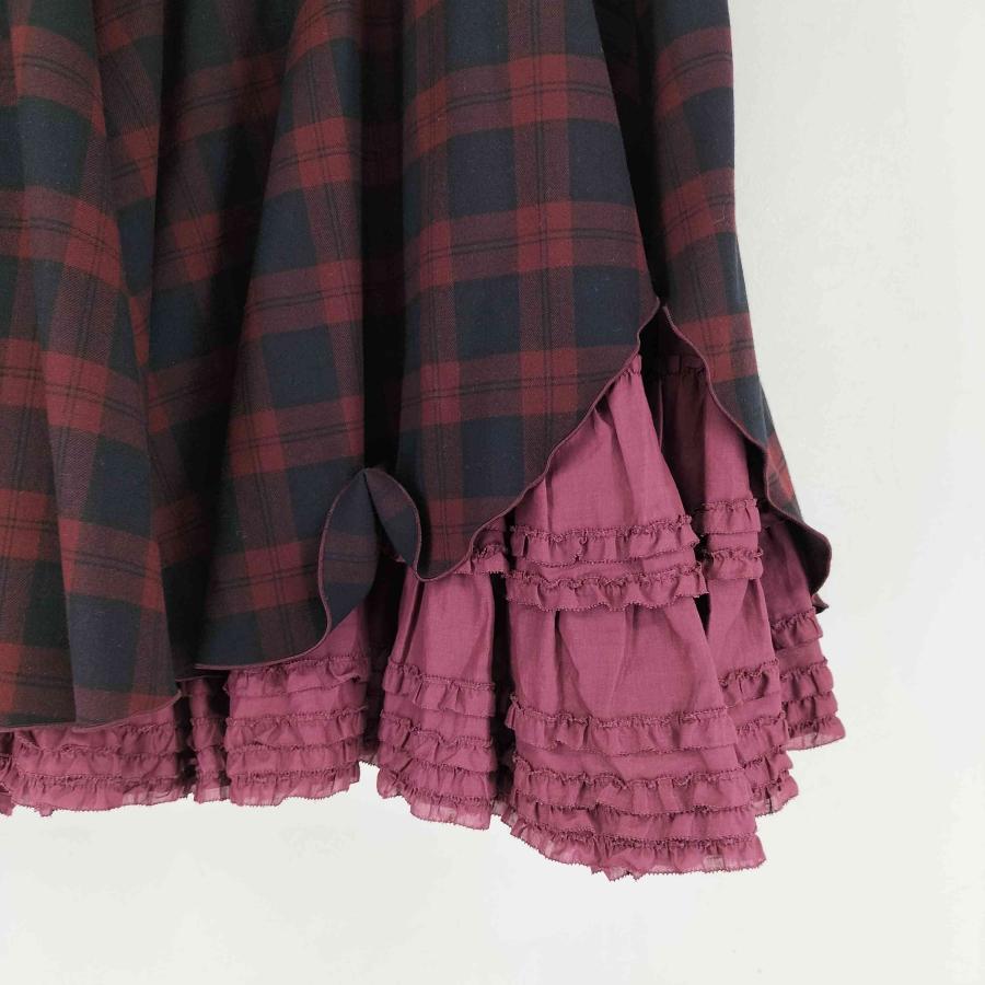 【試着のみ】ピンクハウス ピコフリル使い 赤ダンガリースカート 試着のみ】ピンクハウス ピコフリル使い 赤ダンガリースカート ピンク